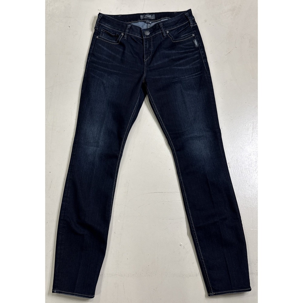 Silver Jeans Womens Blue Denim Designer Straight Dark Wash Jeans Size 31x31